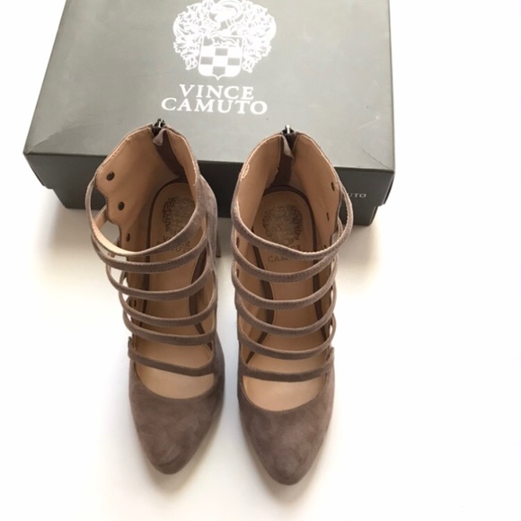 Vince Camuto 'Davel' Stone Taupe Block Heel Pump - Picture 5 of 10